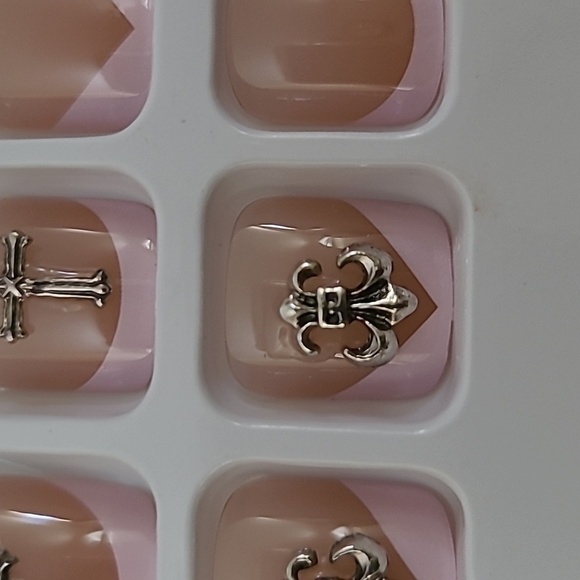3D Cross French Pedicure Press on Toenails - Picture 16 of 17